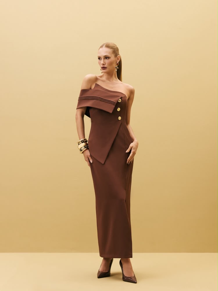 Vestido Dimy marrom