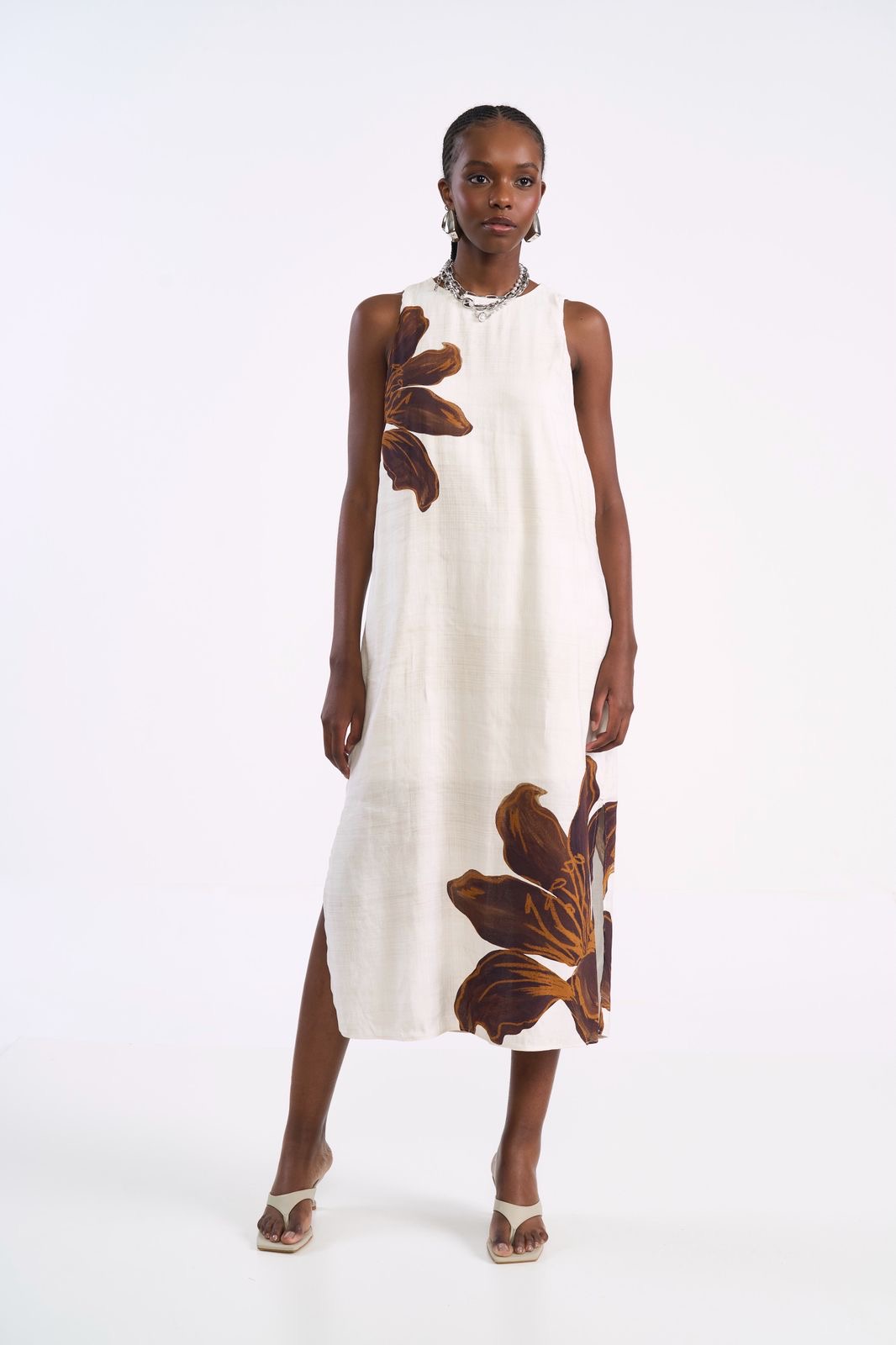 Vestido linho estampado